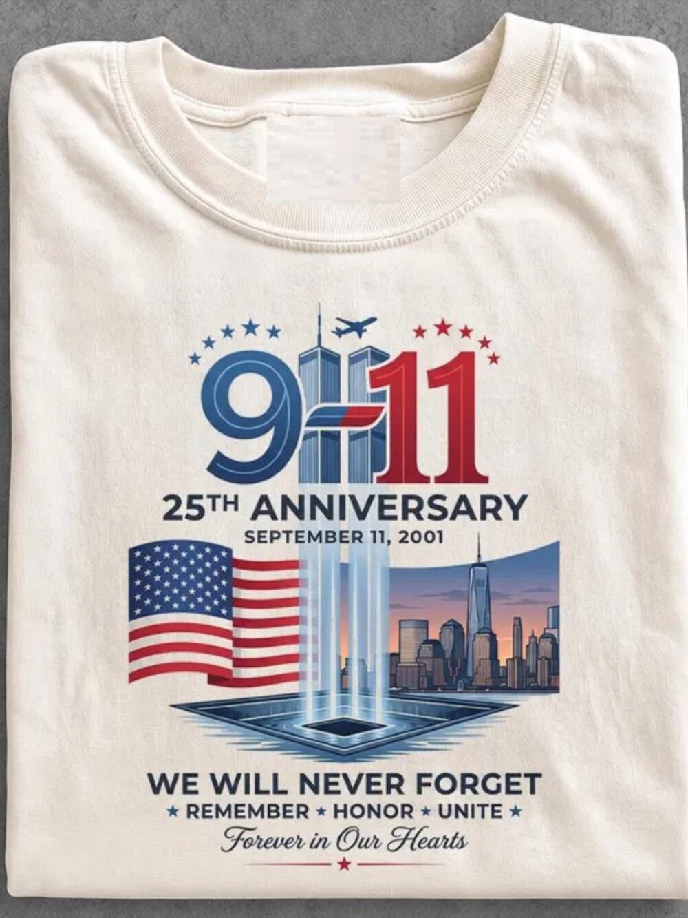 9-11 25th Anniversary Never Forget Shirt, September 11 Memorial Tee